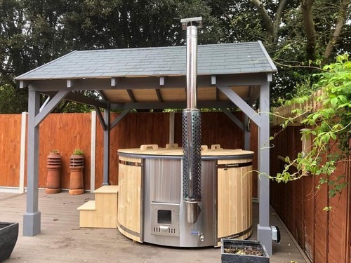 Wood fired hot tub garden - hot,